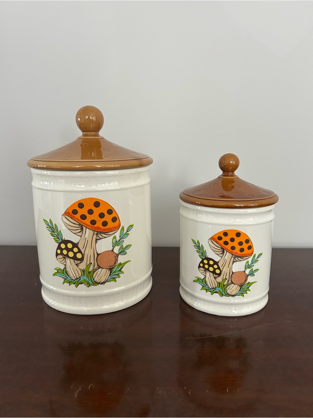 Vintage 1982 80s Sears Roebuck Merry Mushroom Canisters